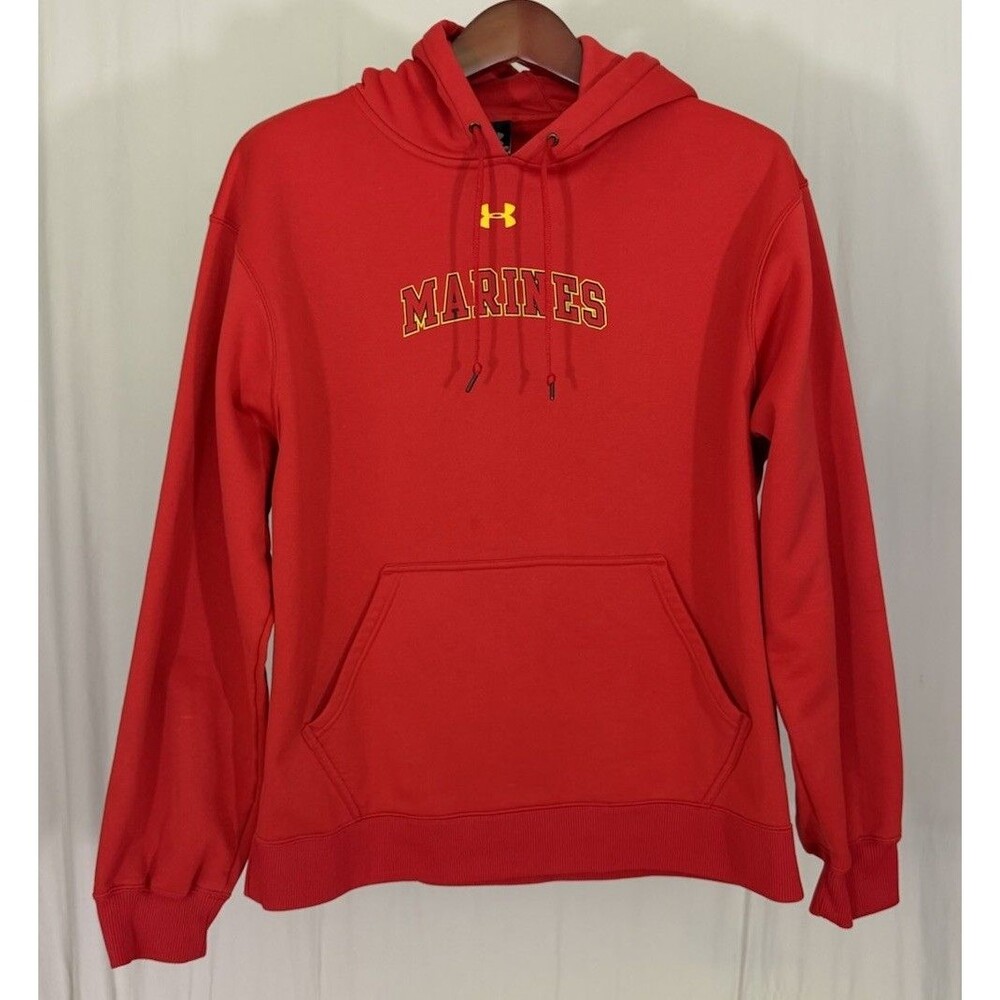 Under Armour Red USMC Marines Hoodie Mens Sz L Athleisure Sports Gear